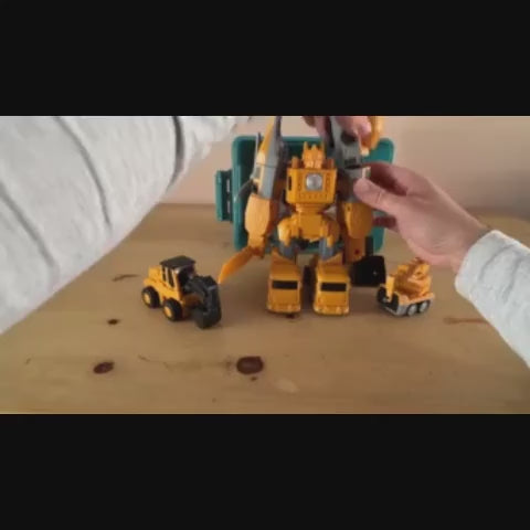 Pack 24 Pièces - Véhicules de Chantier Transformables & Robot Magnétique