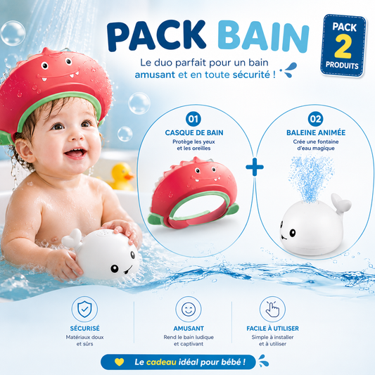 Pack Bain Bébé 2 en 1 – Casque  + Baleine Interactive