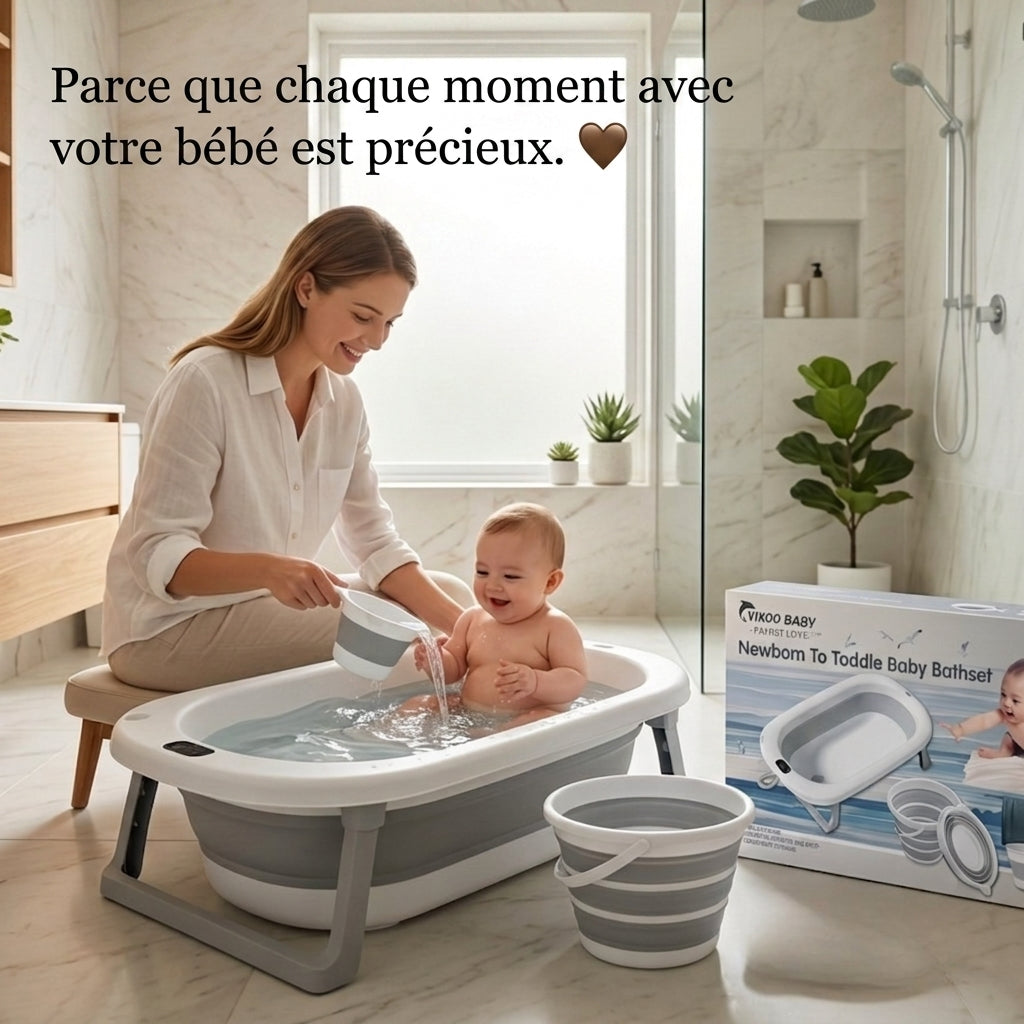 Set de Bain Pliable pour Bébé avec Thermomètre Digital & Accessoires 🛁👶