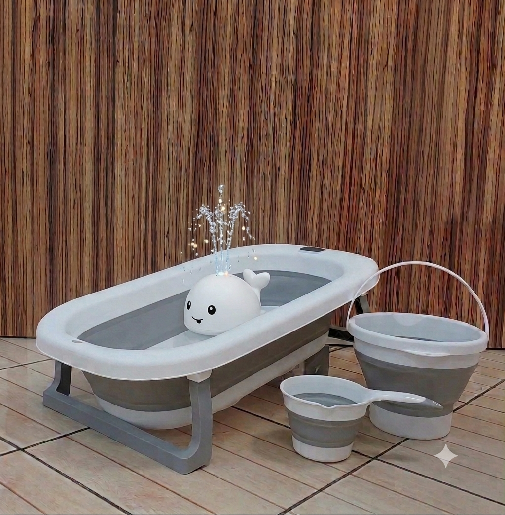 Set de Bain Pliable pour Bébé avec Thermomètre Digital & Accessoires 🛁👶