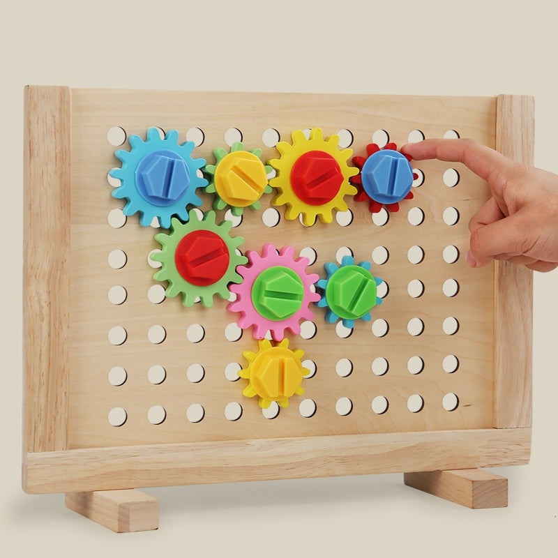 Tableau de Vissage et d'Engrenages en Bois
