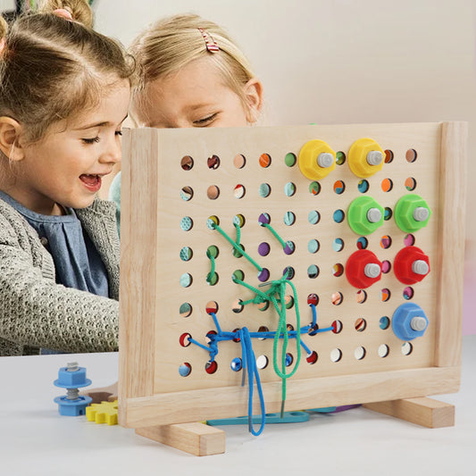 Tableau de Vissage et d'Engrenages en Bois
