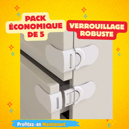 Lot de 5Pcs Serrure Sécurité Verrouillage Armoire Tiroir et Porte Pour Enfant