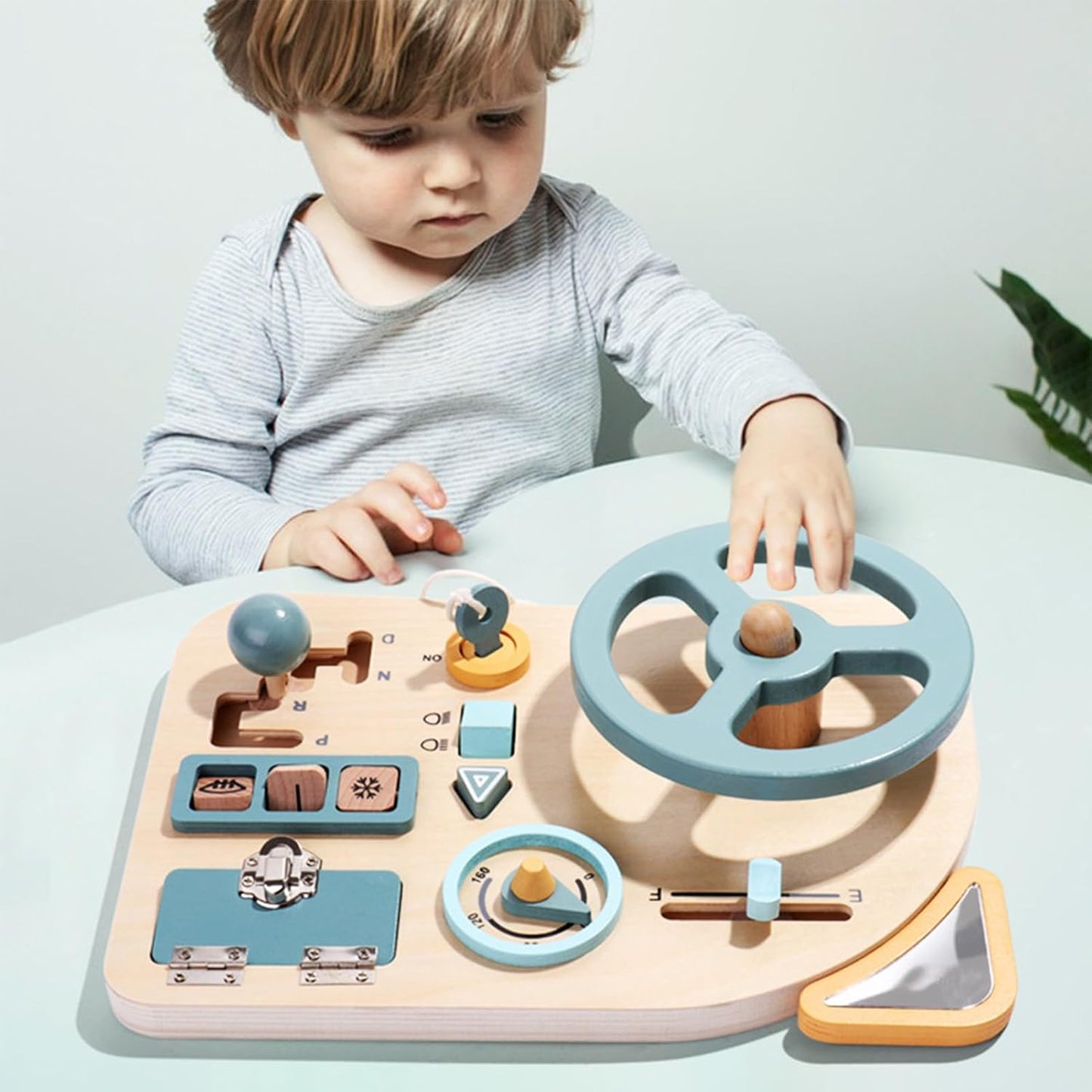 Tableau de Bord Interactif & Volant Montessori en Bois