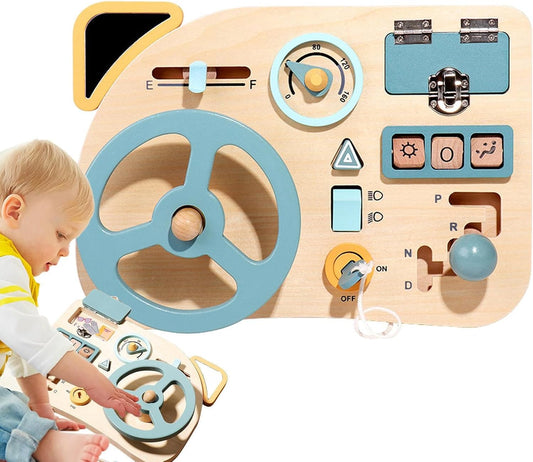 Tableau de Bord Interactif & Volant Montessori en Bois