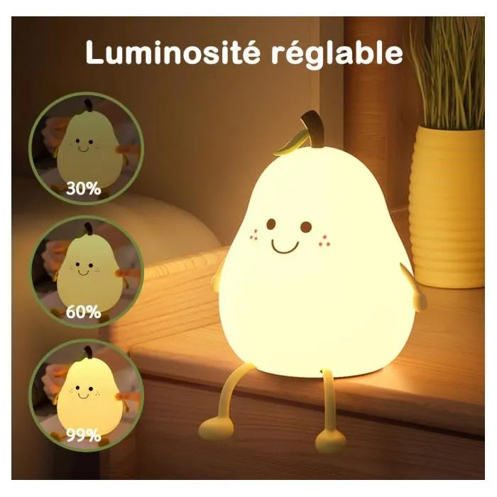 Veilleuse Enfant Poire Multicolore - Rechargeable et Anti-choc