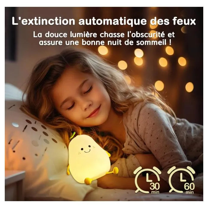 Veilleuse Enfant Poire Multicolore - Rechargeable et Anti-choc