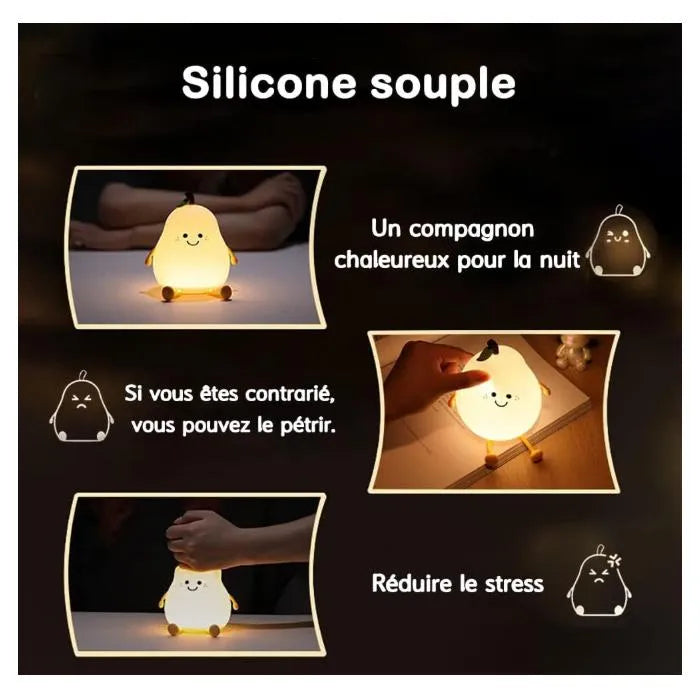 Veilleuse Enfant Poire Multicolore - Rechargeable et Anti-choc